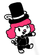 1girl anthro artist:unknown bowtie bunny colored elfazar's_hat furry hat looking_at_viewer magician open_mouth pink_hair rabbit rabbit_girl tuxedo UFO_50 wand wink // 180x240 // 19KB