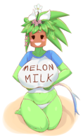 1girl artist:crabgrass blaster_master_zero flower huge_breasts kanna mega_milk panties parody plant_girl pot // 1185x1925 // 810KB
