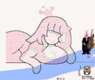 1girl 4chan april_fools artist:unknown blush breasts cleavage hair_covering_eye huge_breasts meta not_vidya peep_princess pixel_art smile smiling sprite team_peep wip wplace.live // 725x613 // 319KB