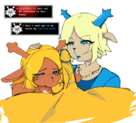 1boy 2girls artist:unknown ball_sucking balls blue_lipstick carol_holiday daughter deltarune forced_straight freckles kris lipstick lipstick_mark lipstick_on_penis mother noelle_holiday oyakodon penis pov text threesome // 1786x1623 // 364KB