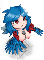 1girl angry artist:coffeelot blue_hair breasts harpy monster_girl paizuri terraria // 790x1080 // 522KB