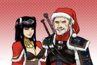 artist:penelopeandme christmas cleavage colored crossover fire_emblem fire_emblem_awakening geralt geralt_of_rivia santa_hat tharja the_witcher // 1200x807 // 939KB