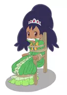 1girl black blue_hair blush bondage brown_eyes chair colored dark_skin dress gag iris pokemon pokemon_bw sitting tied // 700x980 // 255KB