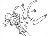 1girl baseball_bat coco_bandicoot crash_bandicoot_(series) garyc.me monochrome star violence // 800x600 // 63KB