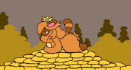 1girl anthro artist:unknown ass breasts coin coins crown fortune furry huge_ass laying_down looking_at_viewer money oc pile_of_gold tanooki tax_queen // 911x484 // 34KB
