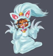 1girl artist:unknown bloons bloons_td_6 blush breasts bunny_suit chubby claws colored cosplay ears eyelashes huge_breasts kneeling looking_at_viewer monkey monkey_girl navel sauda sitting smile smiling tongue tongue_bite tongue_out tummy // 1286x1340 // 785KB