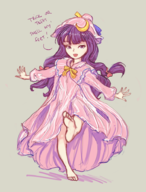 1girl bow colored feet hat patchouli_knowledge purple_eyes purple_hair text touhou // 707x931 // 665KB