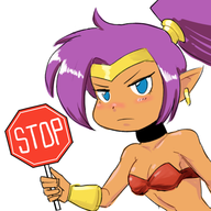 1girl artist:unknown colored pointed_ears shantae shantae_(series) stop stop_sign // 550x550 // 177KB
