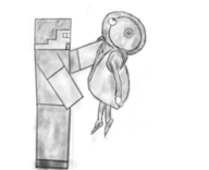 1boy crossover dragon_ball_super minecraft monochrome short_hair steve strangling zeno // 985x798 // 334KB