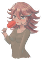 1girl akane_owari artist:tttt brown_eyes brown_hair colored danganronpa danganronpa_2 drool food long_hair meat // 980x1373 // 988KB