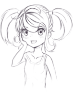 1girl artist:tttt blush danganronpa danganronpa_2 happy hiyoko_saionji loli sketch twintails // 570x721 // 218KB