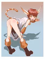 animal_ears artist:daga ass bell boots cat_tail catgirl colored dark_cloud level-5 short_hair tail xiao yellow_eyes // 612x792 // 240KB