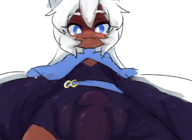 1boy animal_ears artist:chaikodog berwyn blue_eyes blush bulge colored corruption_of_champions_ii fang long_hair smile solo tail white_hair // 1324x963 // 629KB