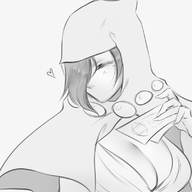 1girl artist:nat_the_lich eyes_closed heart monochrome okami rao // 800x800 // 216KB