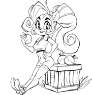 1girl artist:teevo bottomless coco_bandicoot crash_bandicoot_(series) furry midriff wumpa_fruit // 1393x1429 // 566KB