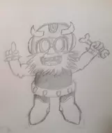 1girl artist:shock1ng_blue beard booster cid_pollendina facial_hair final_fantasy final_fantasy_iv fusion goggles helmet mustache super_mario super_mario_rpg traditional_medium wrench // 1097x1305 // 228KB