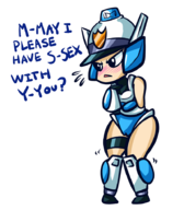 artist:anaugi begging blush colored mighty_switch_force patricia_wagon patty_wagon wayforward // 800x913 // 245KB