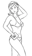 artist:kreschun bikini book earrings glasses hotel_dusk_room_215 iris monochrome posing // 320x560 // 63KB