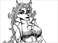 1girl anthro artist:unknown breasts carmelita_fox cleavage_cutout eye_shadow furry garyc.me huge_breasts lipstick looking_at_viewer looking_to_the_side monochrome sketch sly_cooper_(series) // 800x600 // 14KB