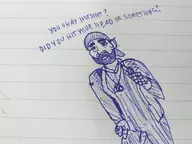 1boy bandana beard destiny destiny_2 facial_hair mustache text the_drifter traditional_medium // 4128x3096 // 3.6MB