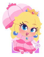1girl artist:karmacolorcat chibi princess_peach super_mario // 372x480 // 208KB