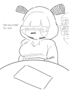 2girls artist:2x blush gijinka goomba goomba_gal hand_gesture hood hoodie personification shy_gal super_mario text // 548x764 // 25KB