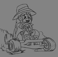 1girl artist:desadaptado chenso_club fanart kart mario mario_64 monochrome plum sketch // 913x905 // 114KB