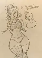 1girl artist:pickles_supreme bikini bucket gijinka mario_kart personification scarf snowman super_mario thigh_highs traditional_medium // 2323x3207 // 729KB