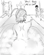ass bath breasts bubbles dialogue kingdom_hearts kingdom_hearts_chain_of_memories larxene monochrome nobody sideboob xion // 700x875 // 130KB