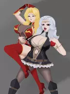 alicia_viewstream cara_the_bloodlord carla_cromwell cleavage colored crossover huge_breasts jojo's_bizarre_adventure kangoku_senkan kangoku_senkan_2 pose tongue_out visual_novel vn // 2468x3300 // 1.1MB