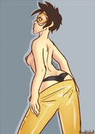 artist:blindwildcat colored huge_ass overwatch thick_thighs topless tracer wide_hips // 1000x1412 // 409KB