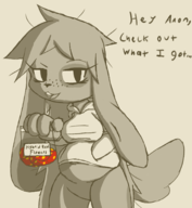 artist:SketchSuke belly bottomless breasts cave_story greyscale looking_at_viewer mimiga mizuki monochrome navel oc tagme text tummy // 1628x1762 // 807KB