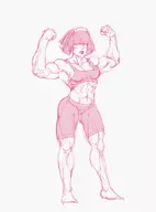 1girl artist:kujalla buff flexing monochrome not_vidya oc princess sketch team_peep // 979x1325 // 465KB