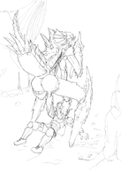 artist:unknown ass bug bug_girl helldiver helldivers monochrome monster_girl screaming sketch terminid // 1312x1833 // 542KB