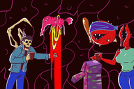 1boy 1girl agony artist:scorndude cacodemon doom minecraft necromorph onoskelis piñata zombie // 2239x1495 // 858KB