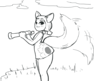 1girl anthro artist:necrolepsy aryll ass colored elin fluffy_tail furry huge_ass monochrome monster_girl side_view sketch spyglass tail tail_wag tail_wagging tera the_legend_of_zelda wind_waker // 939x814 // 168KB