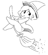 1girl artist:2x binary_art binary_brush bottomless kid_dracula_(game) lineart witch // 628x716 // 21KB