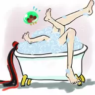 bath bayonetta bayonetta_(series) colored crossover metroid metroid_(species) samus_aran tub // 1024x1024 // 110KB