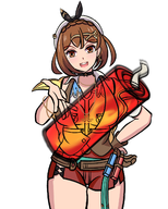 1girl artist:genericjim101 atelier_(series) atelier_ryza brown_hair dynamite earrings reisalin_stout // 1080x1350 // 660KB