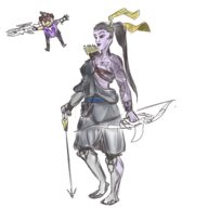 1boy 1girl amelie_lacroix chibi colored hanzo hanzo_shimada outfit_swap overwatch widowmaker // 1600x1600 // 1.1MB