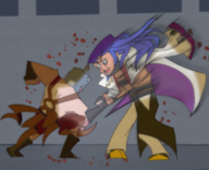 2boys artist:qrowline azrael blazblue carnifex punching underrail // 1125x913 // 1.8MB