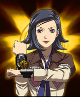 1girl background blue_hair colored lipstick maya_amano persona persona_(series) persona_2 pose power_rangers purple_eyes sentai shin_megami_tensei smile tie // 729x880 // 515KB