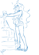 artist:nayaa car car_wash hex_maniac high_heels midriff pokemon pokemon_xy short_shorts // 1754x2481 // 696KB