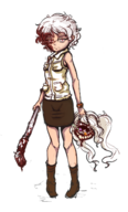 flow 1girl 2018_halloween_collab artist:misterskits blood boots bracelet candy colored costume decapitated halloween halloween_collab heather_mason kaibutsu pipe red_eyes sabitsuki short_hair silent_hill silent_hill_3 skirt twintails watch // 898x1481 // 666KB