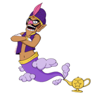 1boy artist:jacinth black_eyes brown_hair genie gloves hat lamp mustache pointy_ears short_hair super_mario waluigi // 4656x4810 // 2.5MB