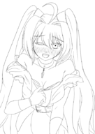 1girl ahoge artist:aikun2012 blush cleavage estelle_bright lineart the_legend_of_heroes trails_in_the_sky twintails wink // 620x877 // 128KB