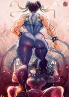 2girls artist:thegoldensmurf chun-li juri_han muscles street_fighter // 1190x1682 // 637KB