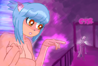 1boy 1girl artist:unknown blade_runner blade_runner_2049 blue_hair cleavage colored crash_bandicoot_(series) crash_team_racing dr._nitrus_brio furry giantess megumi_bandicoot nude parody // 1838x1254 // 2.8MB