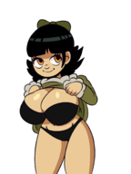 1girl artist:iggy_bomb bra cleavage colored flashing huge_breasts olivia_mann oppai_loli panties team_fortress_2 // 1504x2000 // 347KB