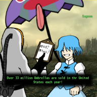 1girl artist:unknown fallout kogasa_tatara text touhou umbrella // 1000x1000 // 804KB